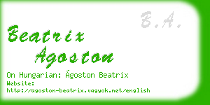 beatrix agoston business card